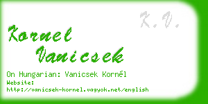kornel vanicsek business card