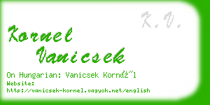kornel vanicsek business card